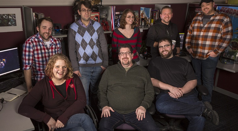 Meet the Gear Learning team, WCER’s new education game development group: (Sitting, left to right): Sarah Aken, Mike Beall, Keith Decker (Standing, left to right): Jake Ruesch, Leonid Umanskiy, Josephine Allen, Greg Vaughan, Jason Palmer; (Not pictured): John Karczewski