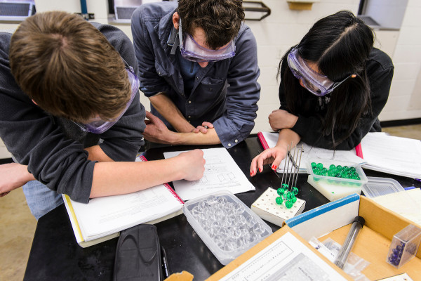 Students in a chemistry class.